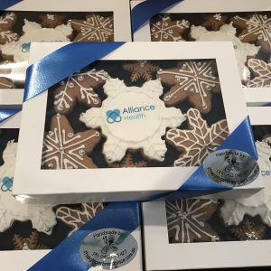 Corporate gingerbread cookie gift box ideal branded Christmas gift