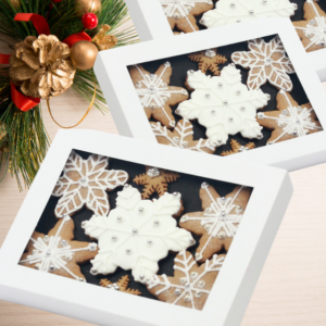 White snowflake cookie gift box