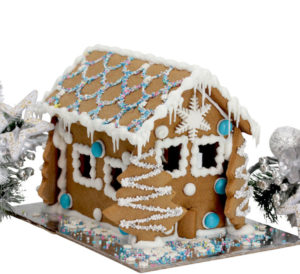 Winter wonderland gingerbread house festive table