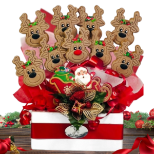 Santa's Reindeer Cookie Bouquet is a cute gingerbread gift for the festive season